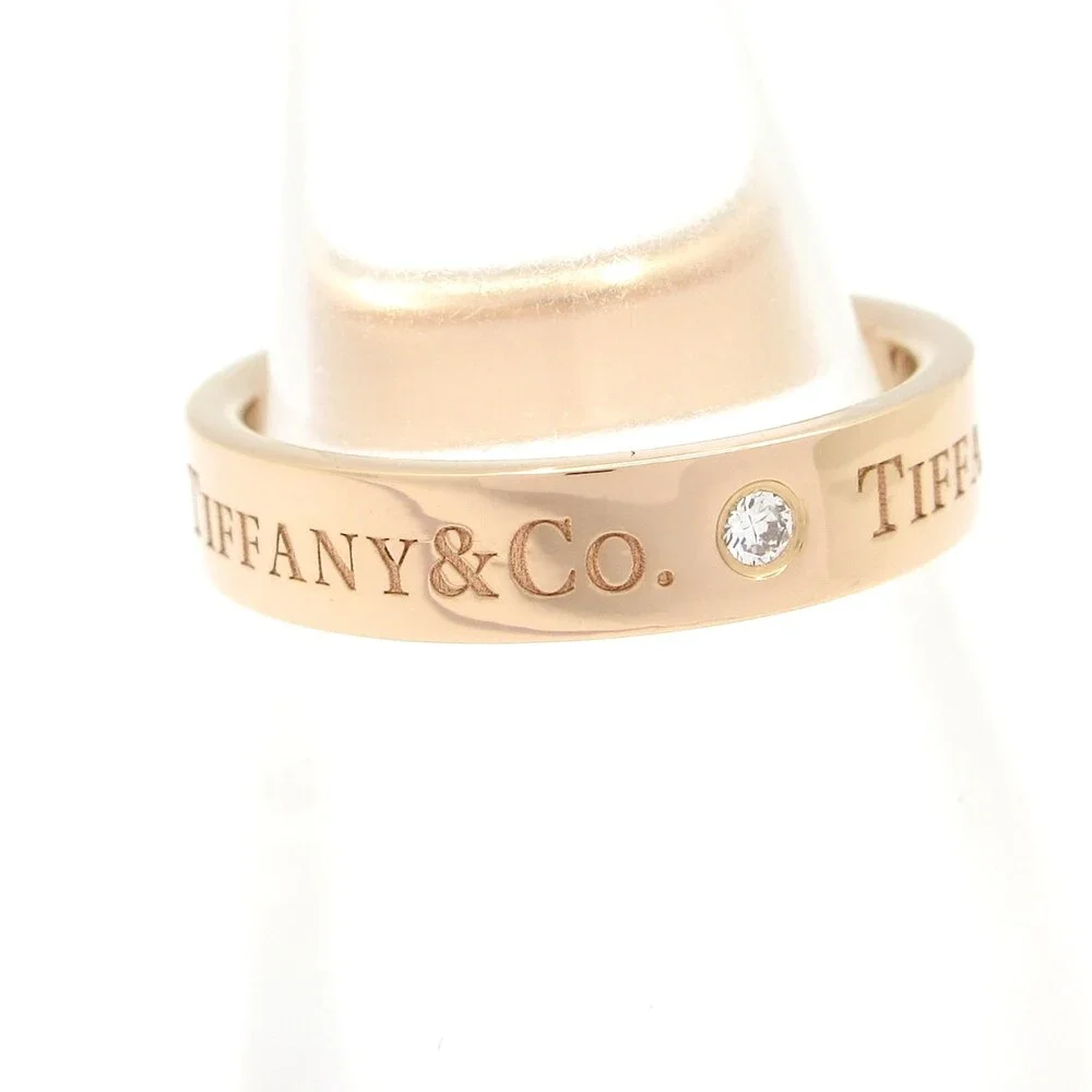 Tiffany & Co. Flat Band Ring Ring 18K Rose Gold Diamond